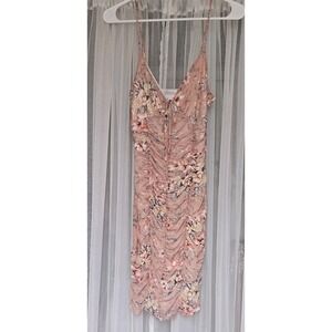 Harley & June Women's Cocktail Floral Strapless Dress Peach Size M